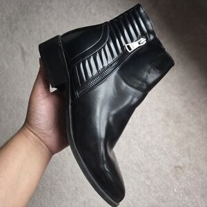 Black Leather Moto Chelsea Boot
